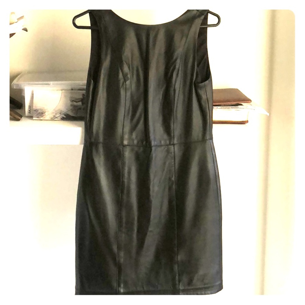 Alice & Olivia Black Leather Mini Dress